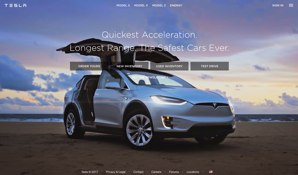 Tesla Home page