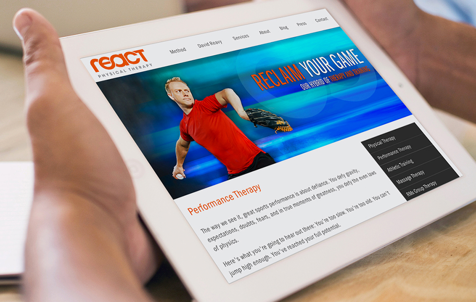 React Physical Therapy at Tablet Size